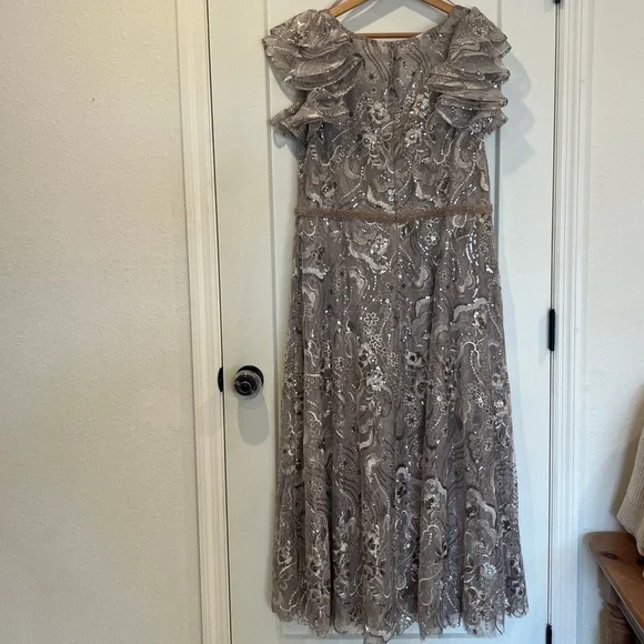 beaded ruffle midi dress Symphony Dress - Pearl Bead On Power Mesh Midi Dress main image 1